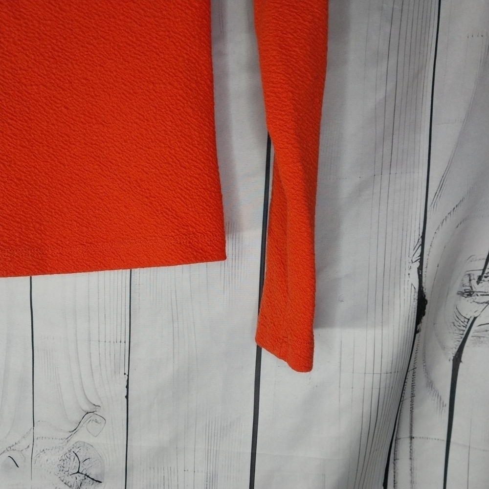 Maeve Anthropologie Sweetheart Neck Textured Orange Long Sleeve Women's Top - Picture 5 of 10